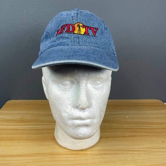 RFD-TV Denim Baseball Cap Unisex Adjustable Blue Embroidered Logo Hat Outdoor - Picture 1 of 7